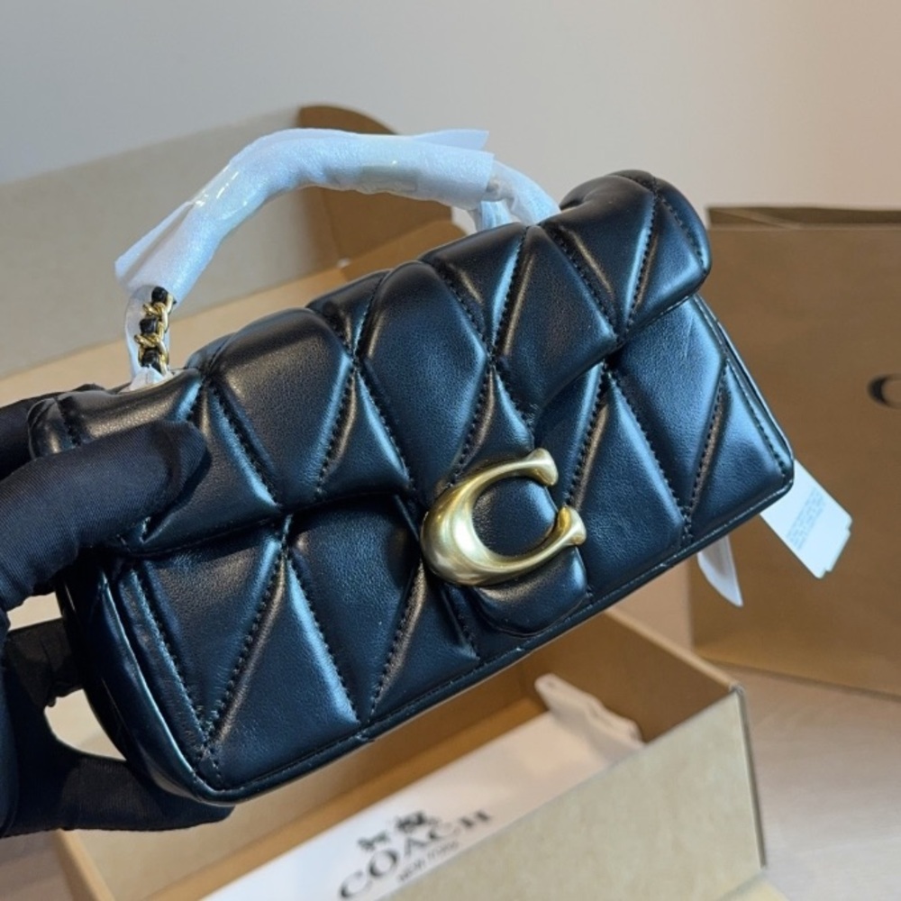 Coach Tabby Mini Quilted Leather Shoulder Crossbody Bag Black - Picture 2 of 6